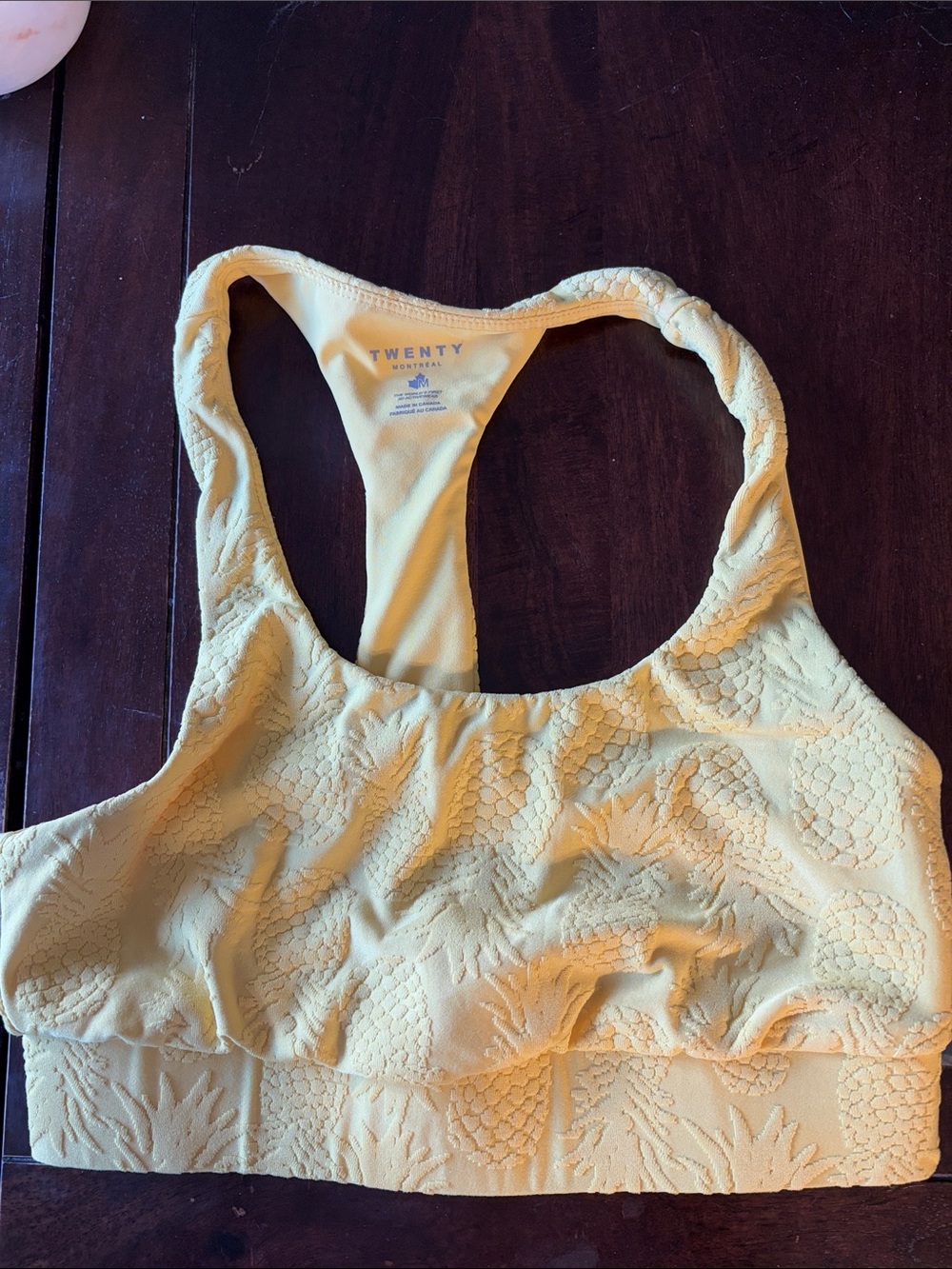 Twenty Montreal Yellow Textured Racerback Bralette-Pineapple Print